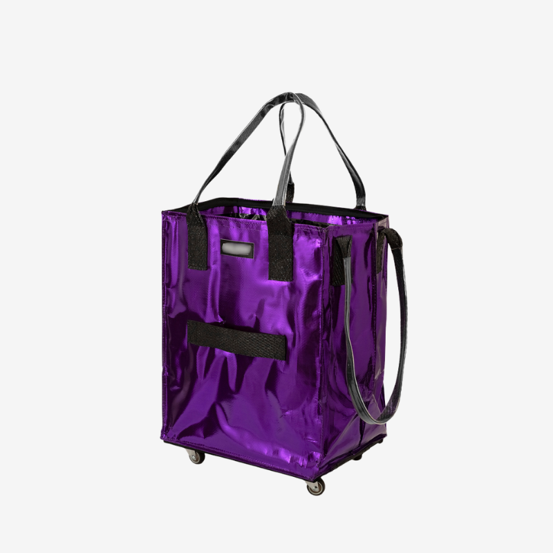 Rolling Tote Bag with Zip Top & Button Closure