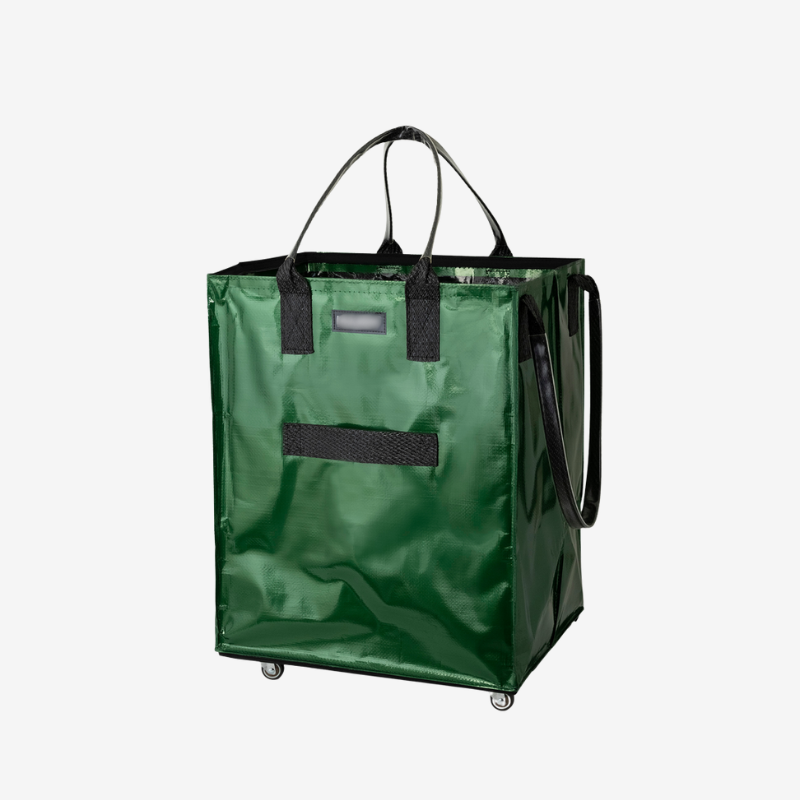 Rolling Tote Bag with Zip Top & Button Closure