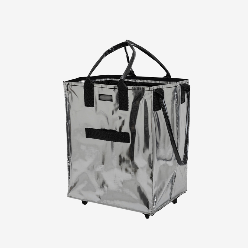 Rolling Tote Bag with Zip Top & Button Closure