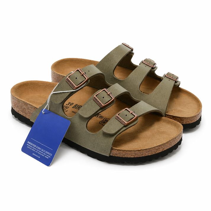 Three-Strap Comfort Footbed Slide Sandal - Florida